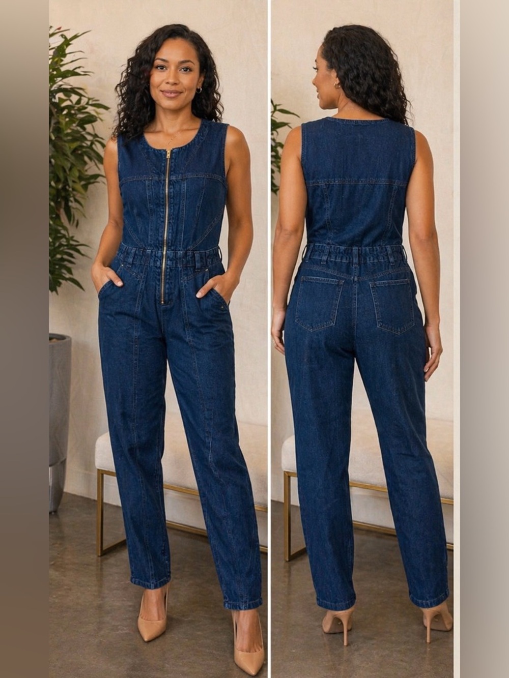 Universal Thread Dark Blue Denim Jumpsuit Jeans • 4